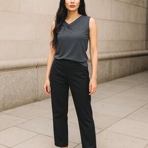 41 HAWTHORN Women's Grey Sleeveless Twist Front Knit‎ Tank Top L-Quiet Luxury